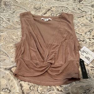 O’Neill Light BrownTan Crop Tie Front Blouse